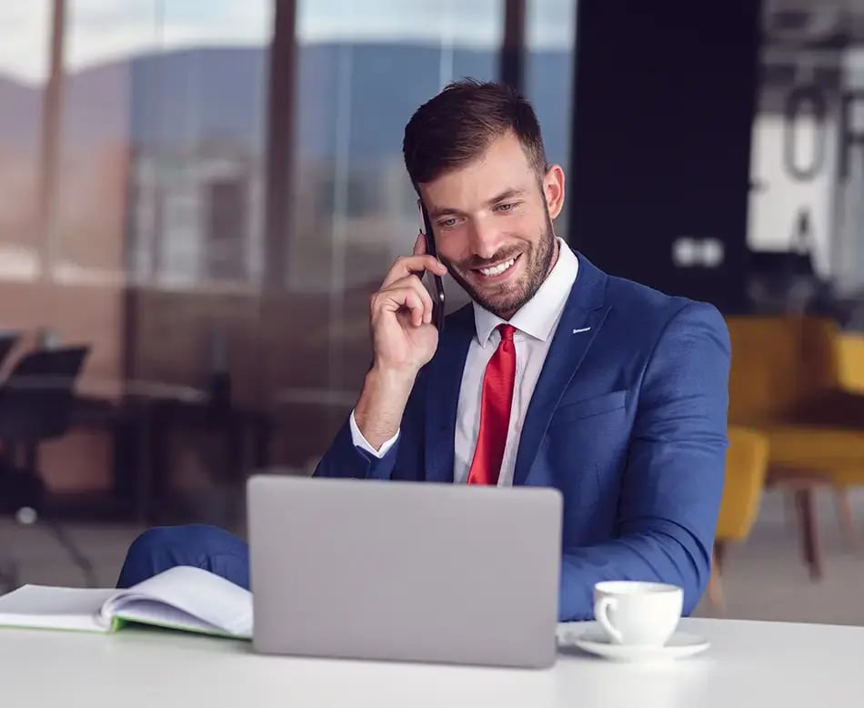 Happy business man because his Hubspot integration went very well