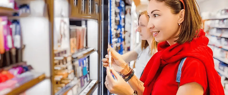 Person looks at a product in a store