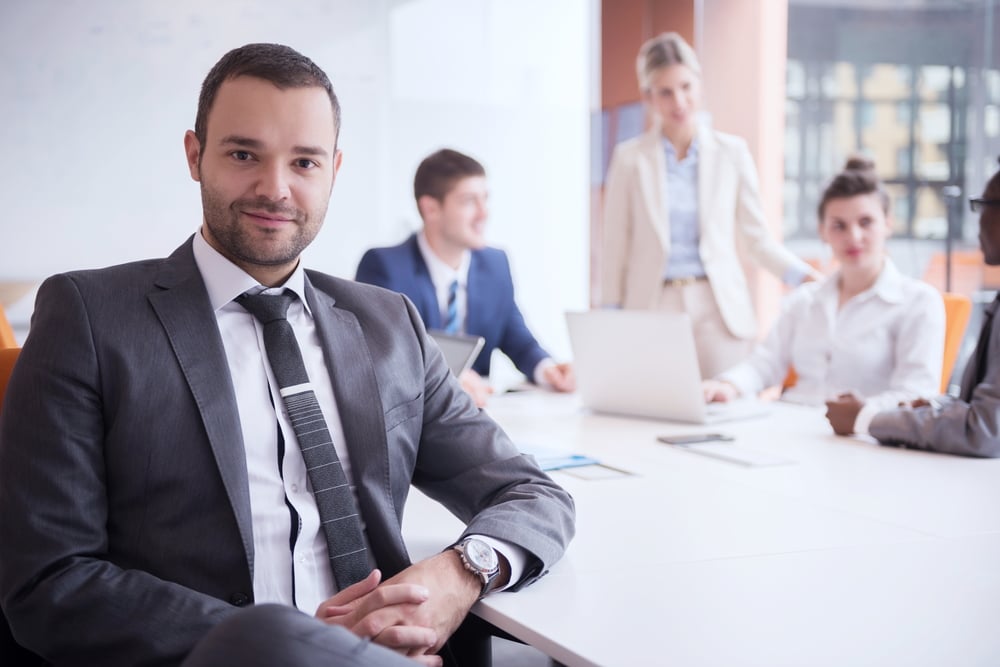 young business people group have meeting and working in modern bright office indoor